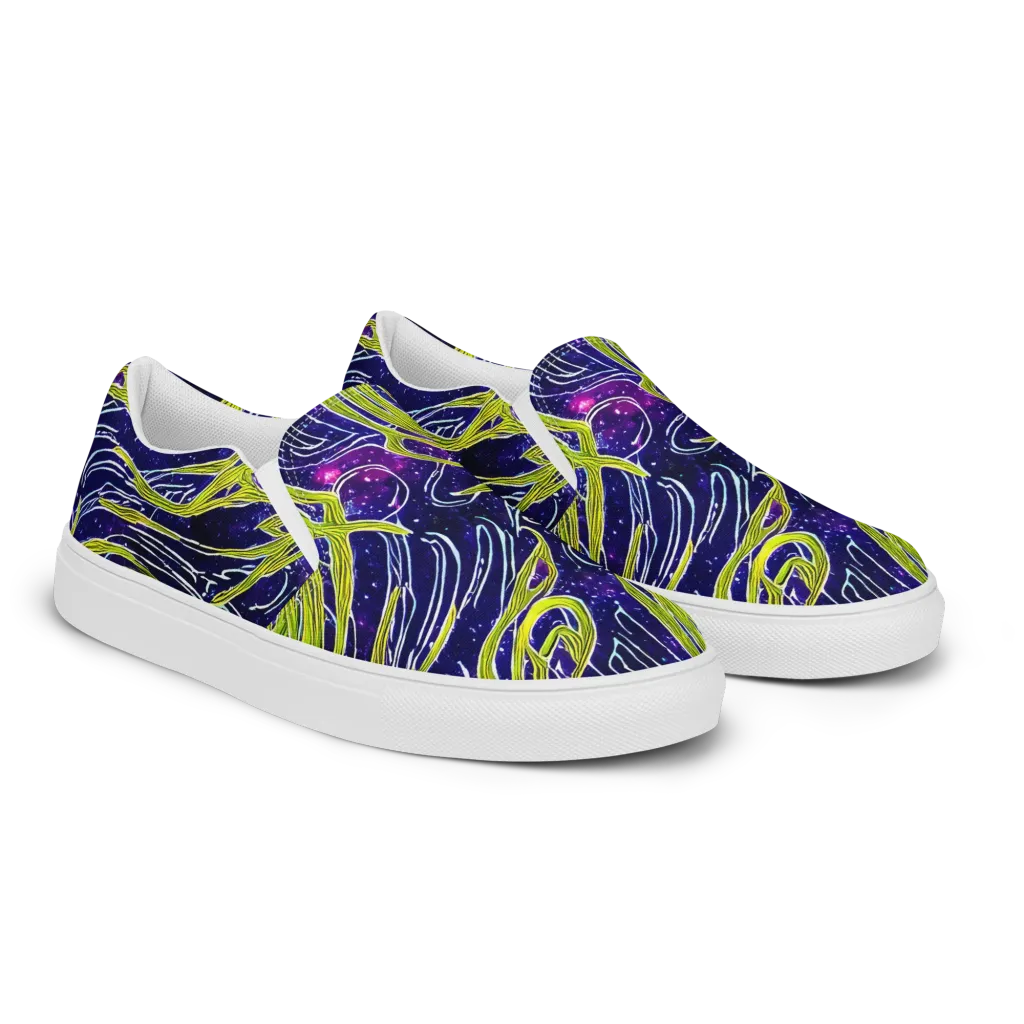 Celestial Scribbles on Women's Slip-On Canvas Shoes — Right Front