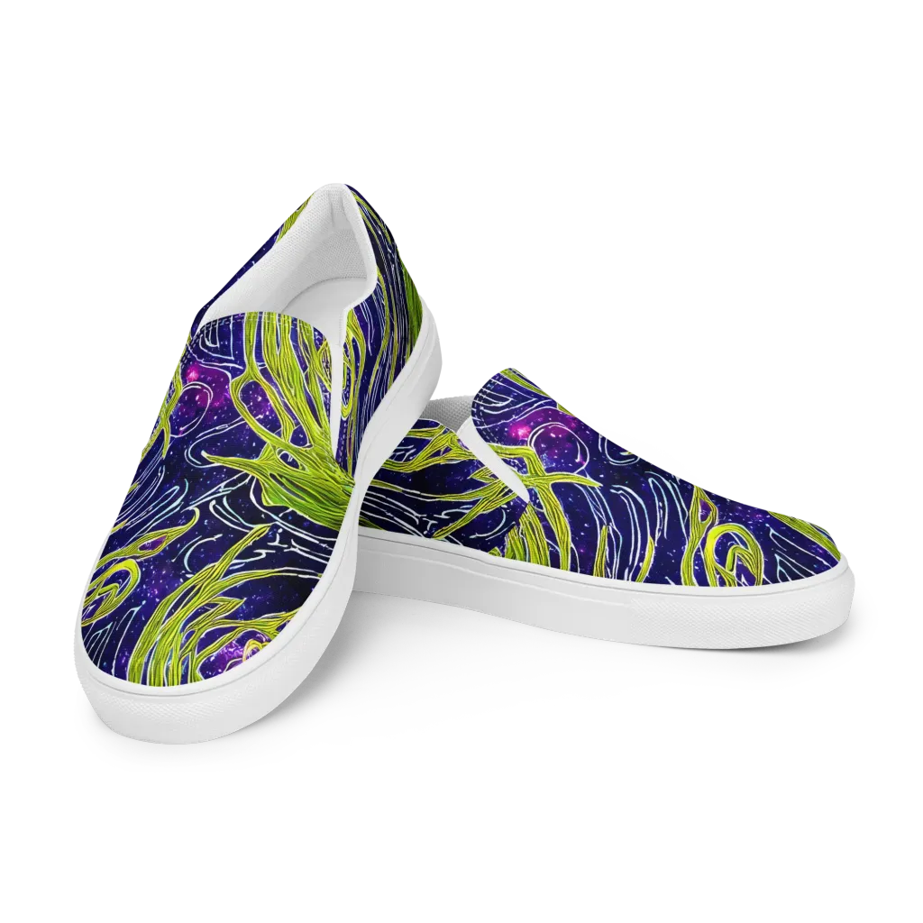 Celestial Scribbles on Women's Slip-On Canvas Shoes — Left Front