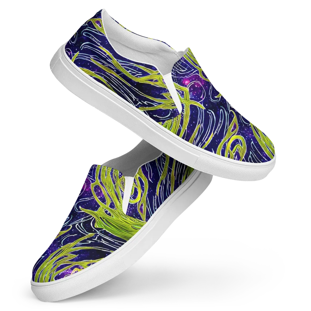 Celestial Scribbles on Women's Slip-On Canvas Shoes — Front