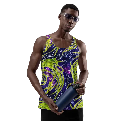 Celestial Scribbles on a Men's Tank Top