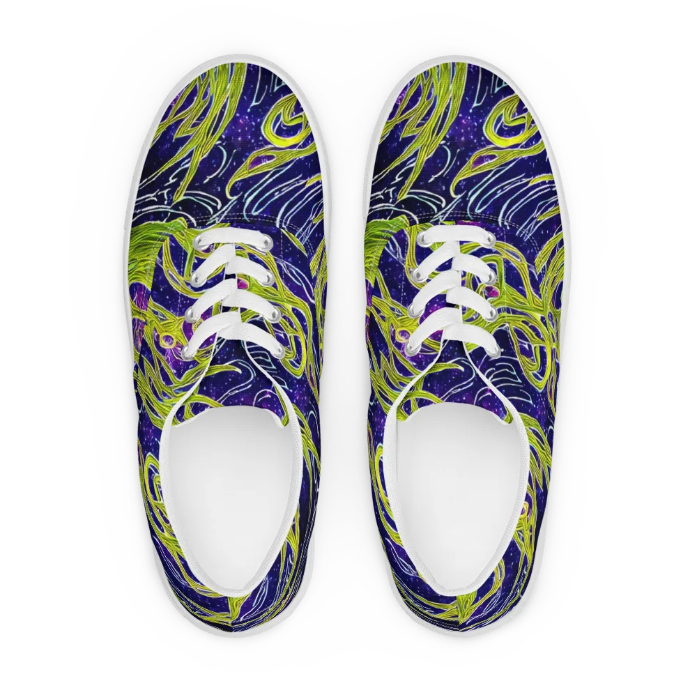 Celestial Scribbles on Men's Lace-Up Canvas Shoes — Front