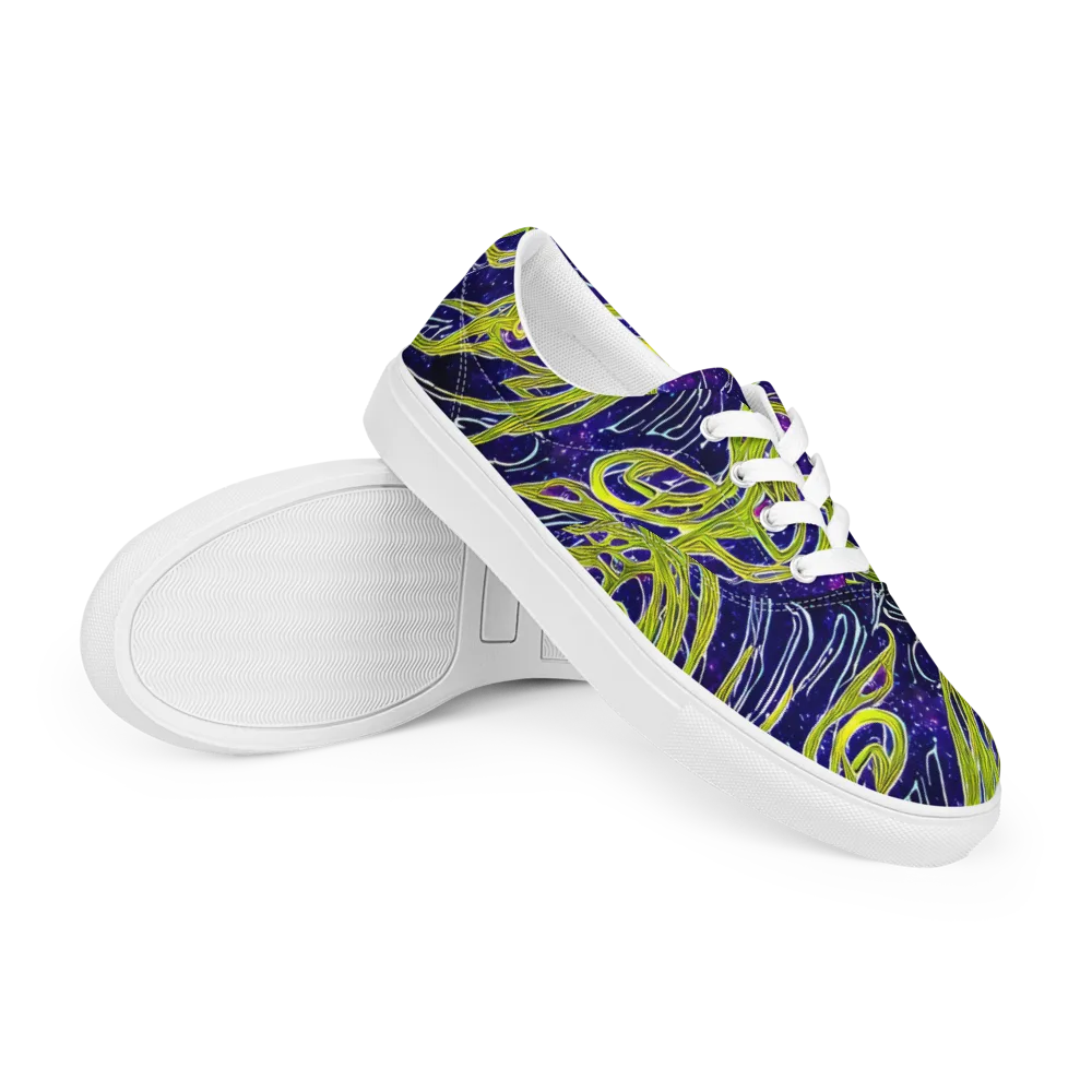Celestial Scribbles on Men's Lace-Up Canvas Shoes — Right Front