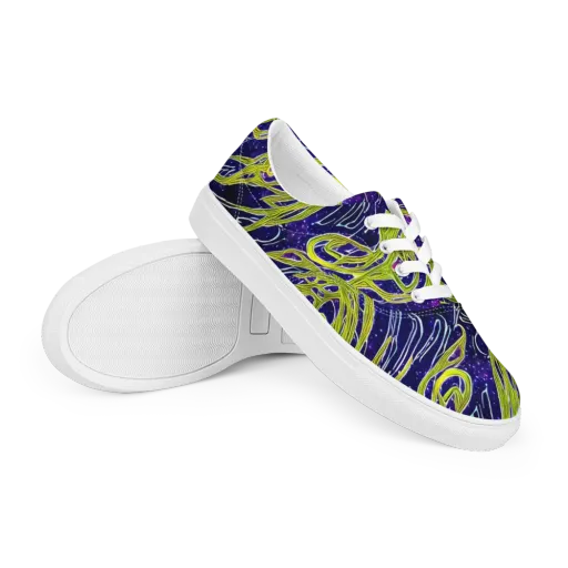 Celestial Scribbles on a Men's Lace-Up Canvas Shoes