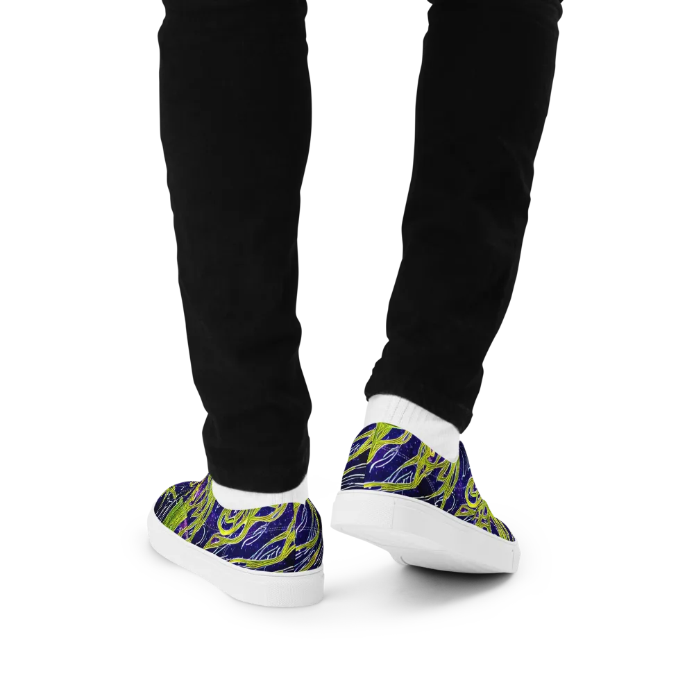 Celestial Scribbles on Men's Lace-Up Canvas Shoes — Back
