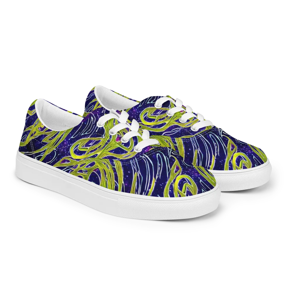 Celestial Scribbles on Men's Lace-Up Canvas Shoes — Right Front