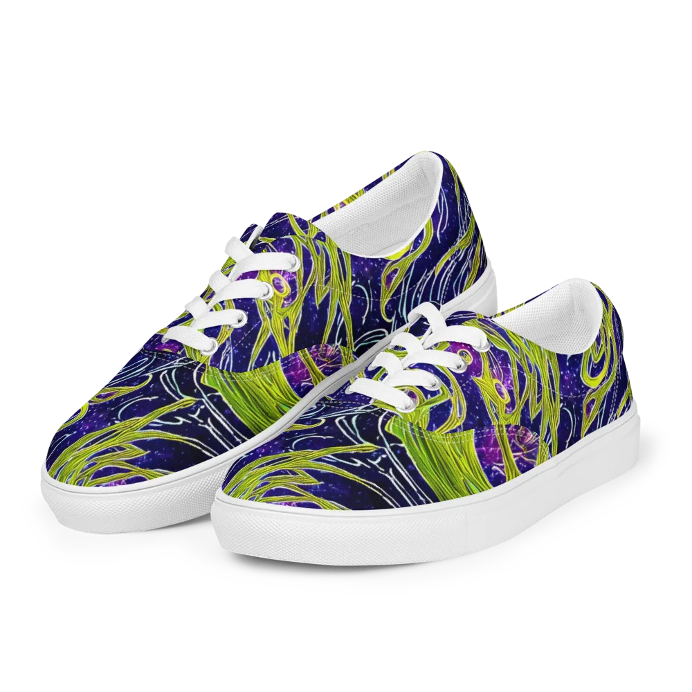 Celestial Scribbles on Men's Lace-Up Canvas Shoes — Left Front
