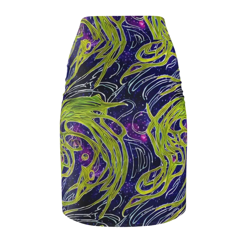 Celestial Scribbles on Pencil Skirt — Back