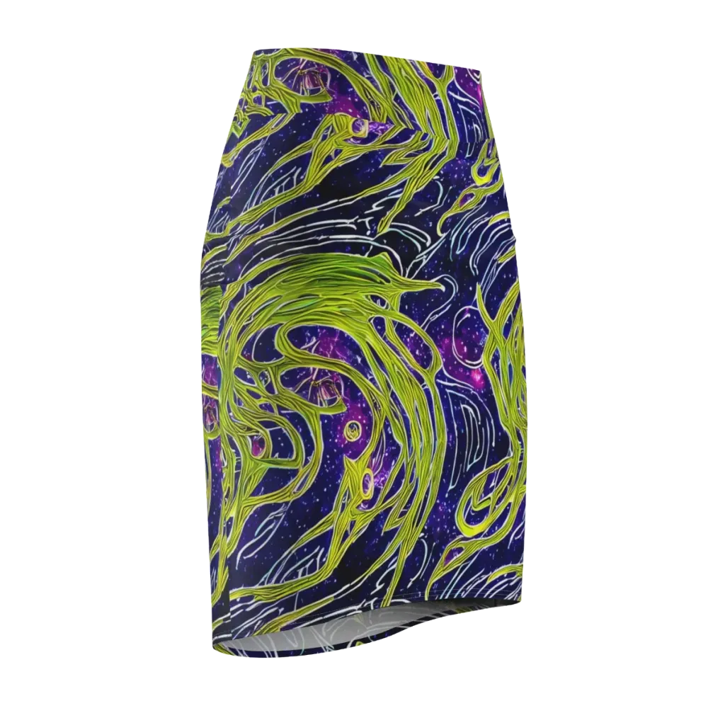 Celestial Scribbles on Pencil Skirt — Front Side