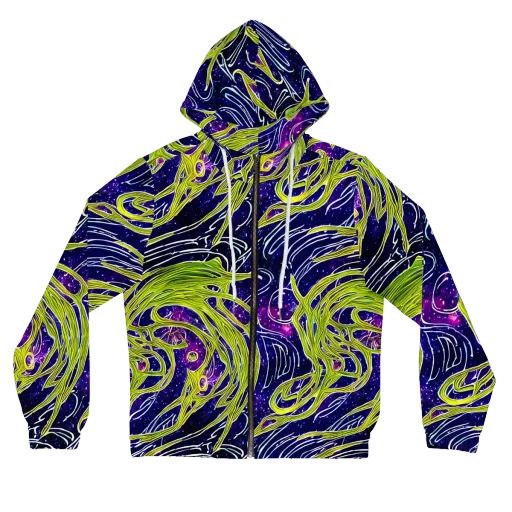 Celestial Scribbles on a Women's Full-Zip Hoodie
