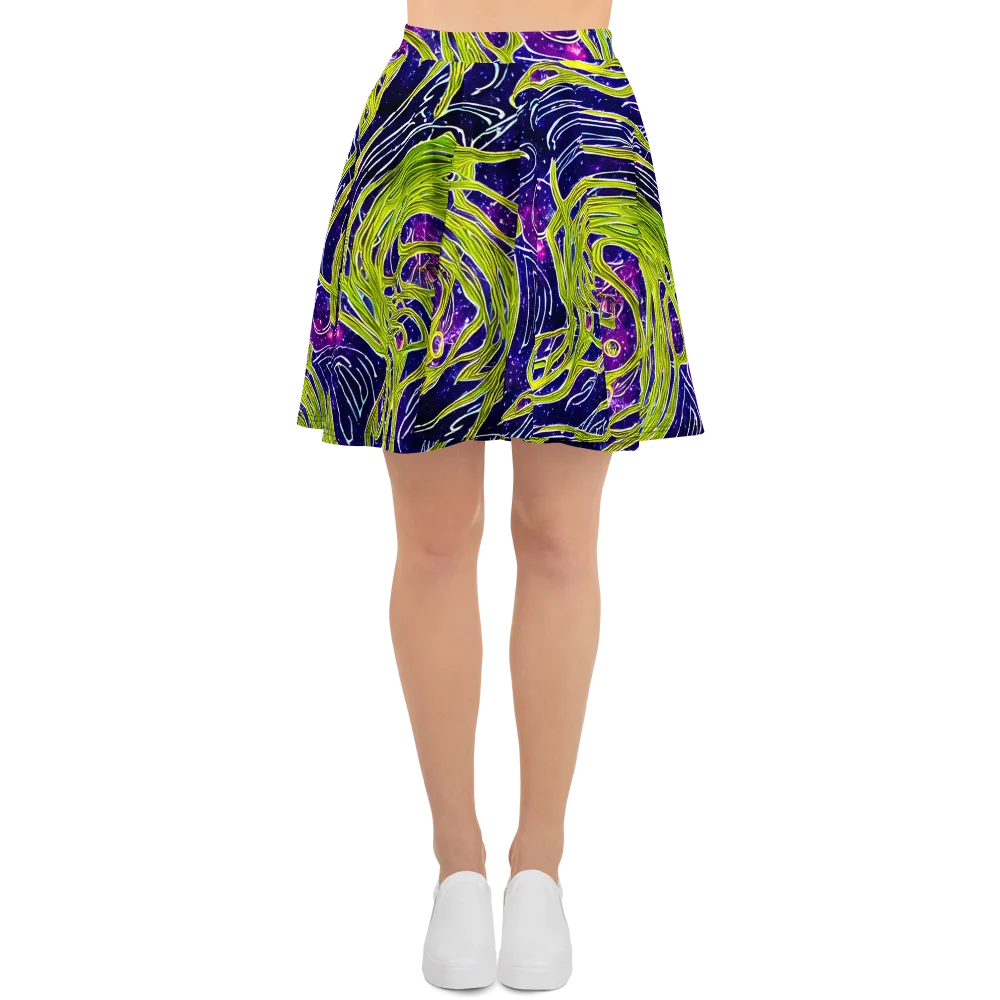 Celestial Scribbles on Skater Skirt — Front