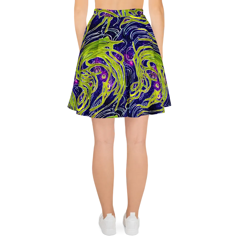 Celestial Scribbles on Skater Skirt — Back