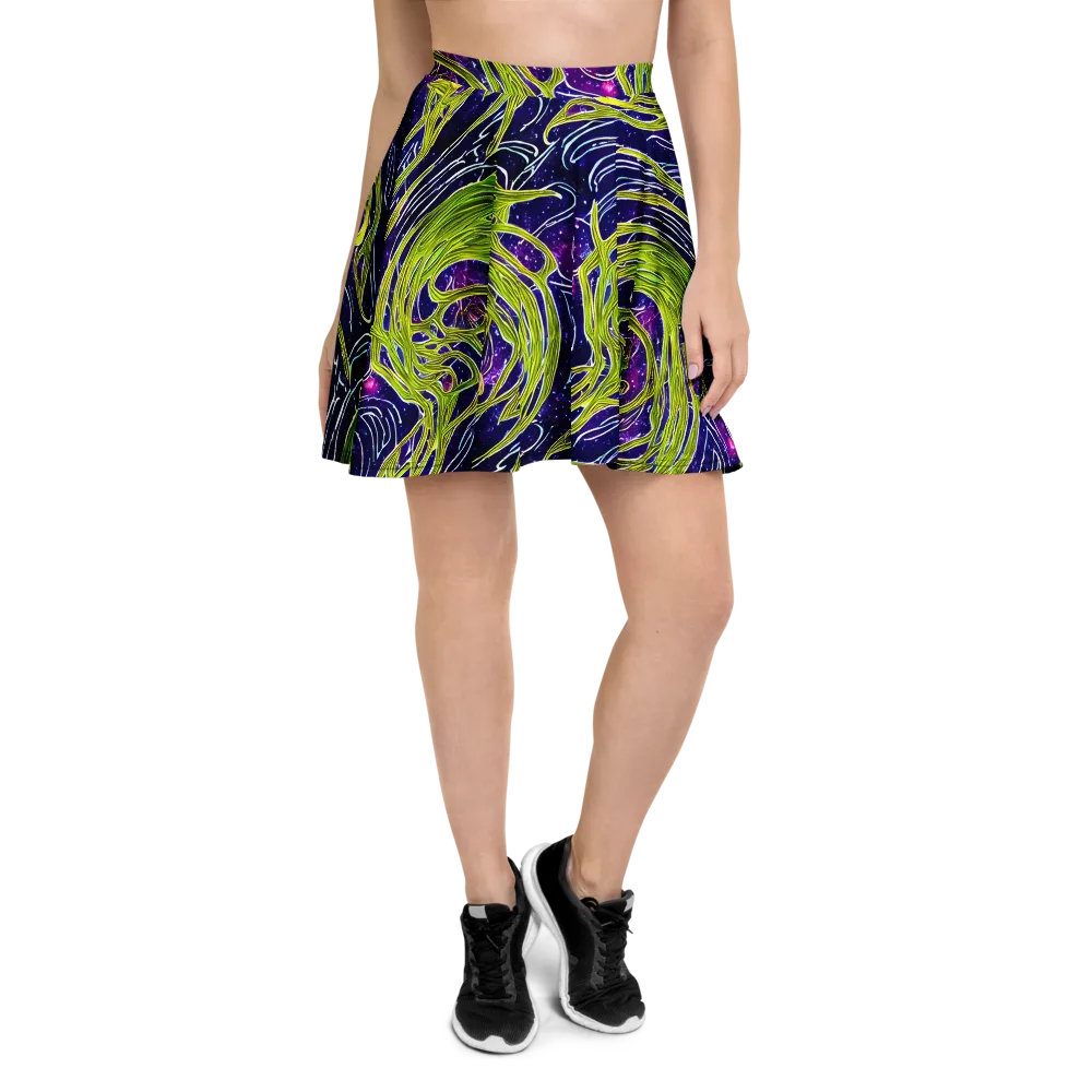 Celestial Scribbles on Skater Skirt — Front