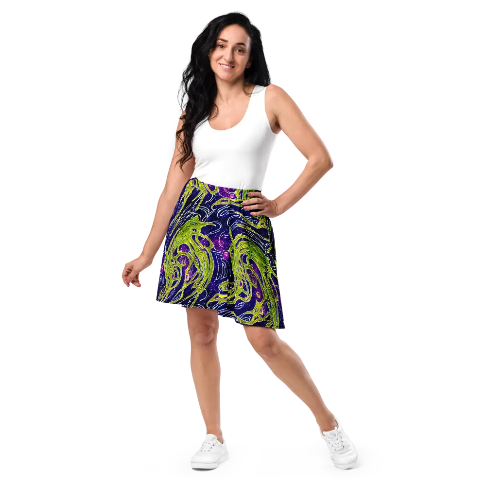 Celestial Scribbles on Skater Skirt — Front
