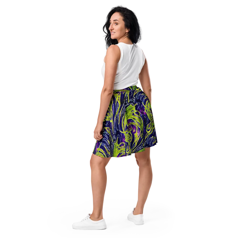 Celestial Scribbles on Skater Skirt — Back