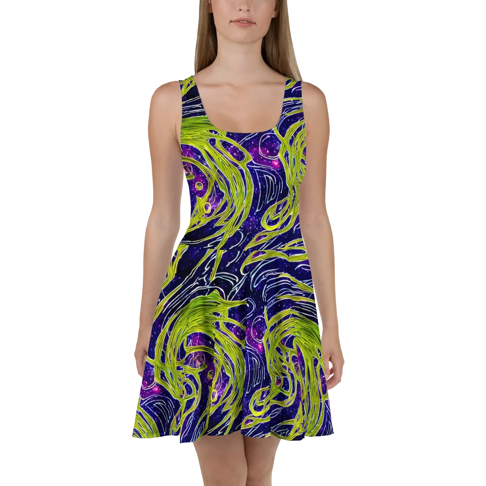 Celestial Scribbles on Skater Dress — Front
