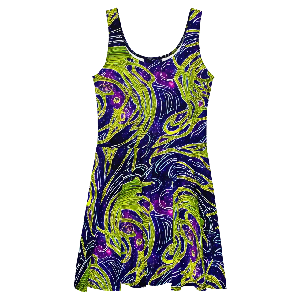 Celestial Scribbles on Skater Dress — Front