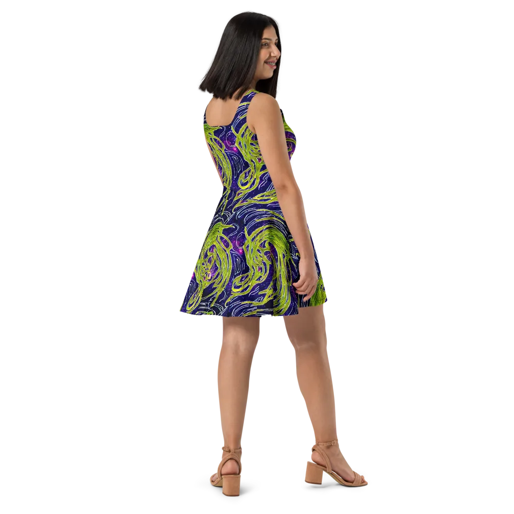 Celestial Scribbles on Skater Dress — Right