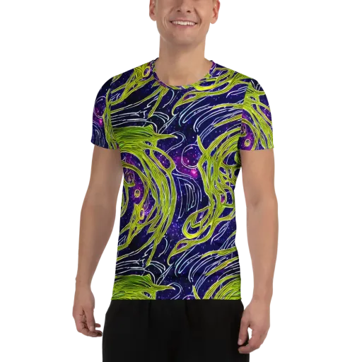 Celestial Scribbles on a Men's Athletic T-Shirt