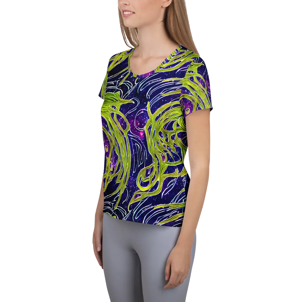Celestial Scribbles on Women's Athletic T-Shirt — Left