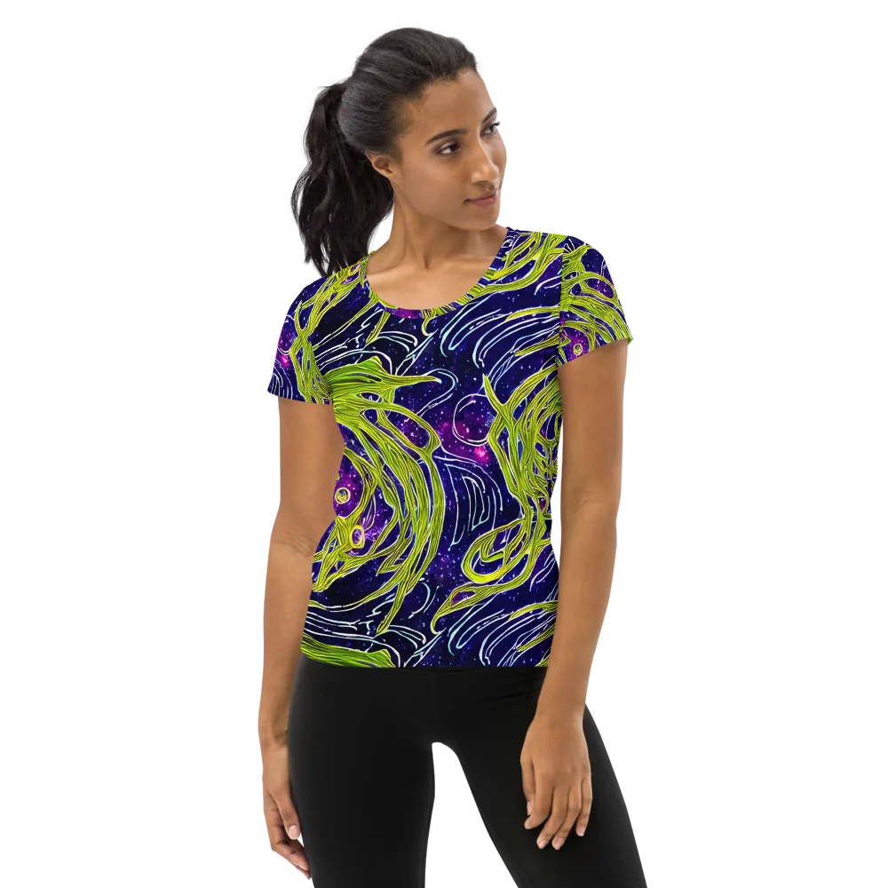 Celestial Scribbles on Women's Athletic T-Shirt — Front