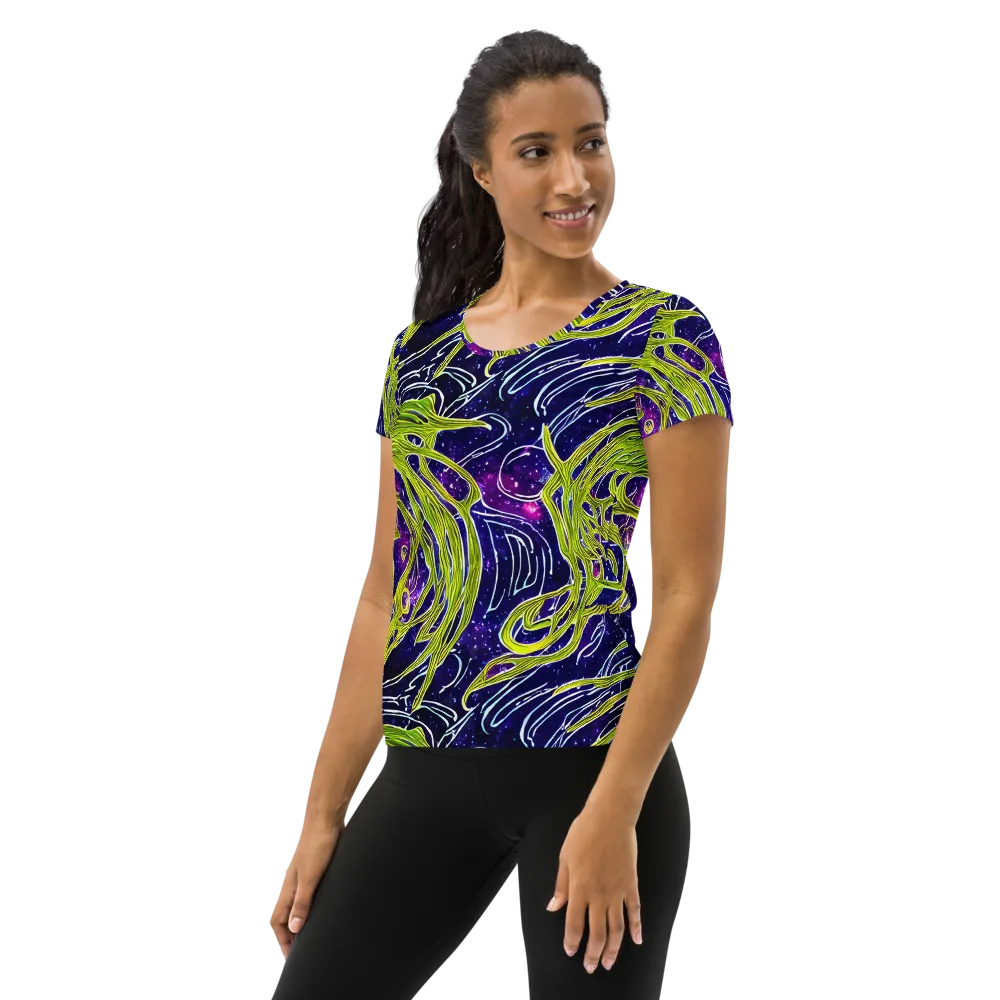 Celestial Scribbles on Women's Athletic T-Shirt — Left