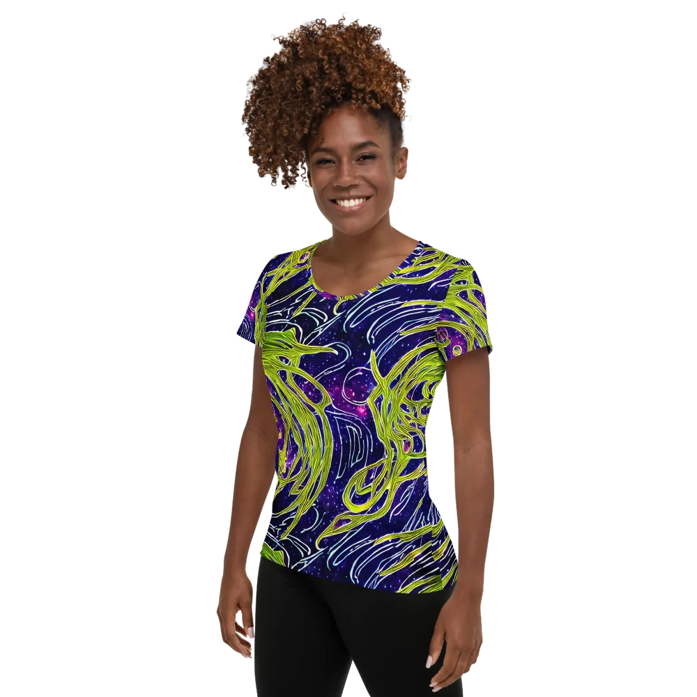 Celestial Scribbles on Women's Athletic T-Shirt — Left