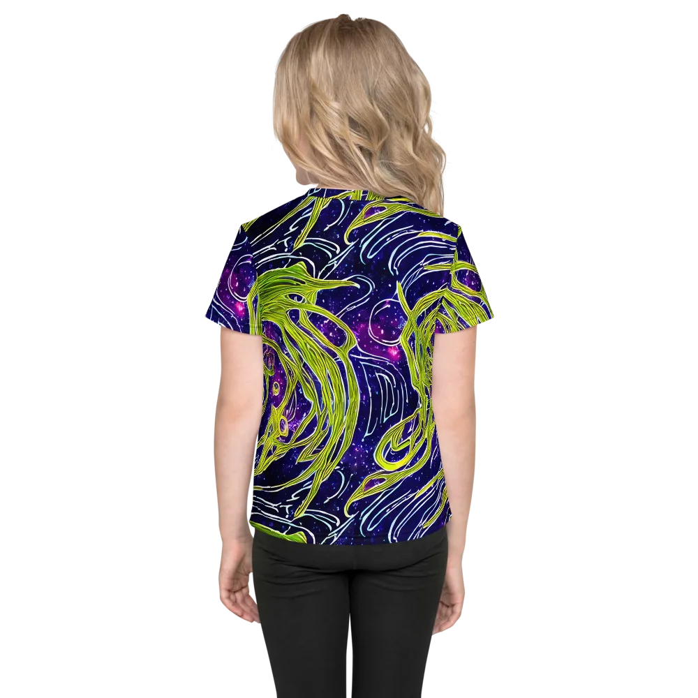 Celestial Scribbles on Kids Crew Neck T-Shirt — Back