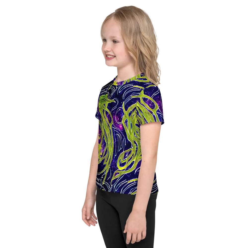 Celestial Scribbles on Kids Crew Neck T-Shirt — Left