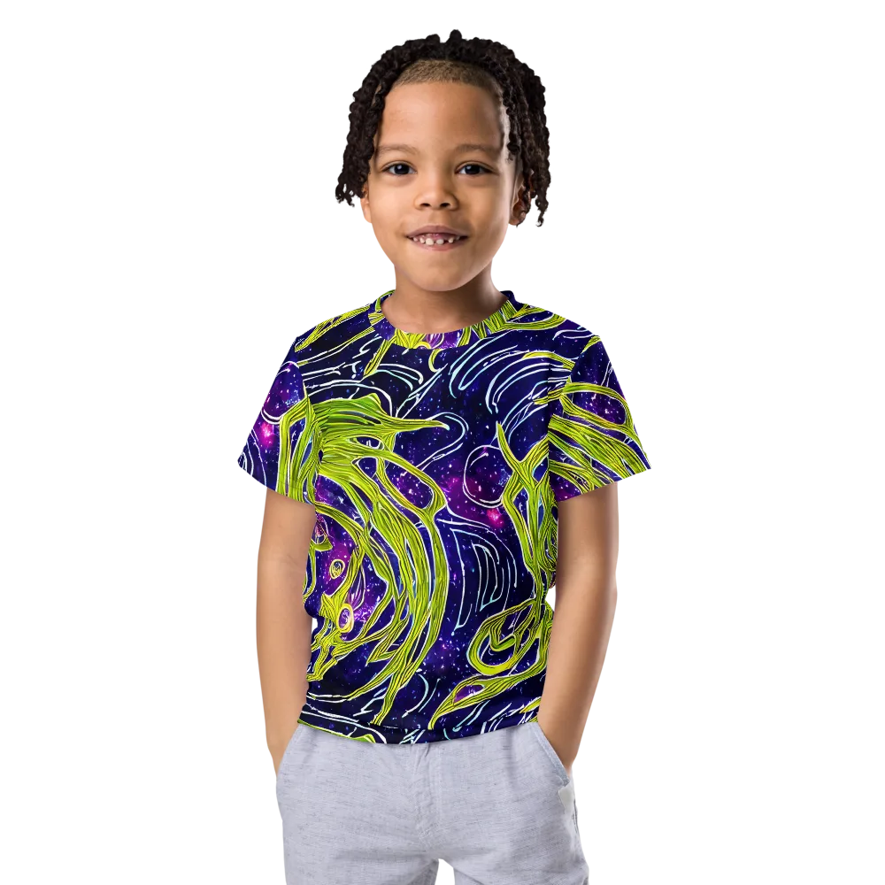 Celestial Scribbles on Kids Crew Neck T-Shirt — Front