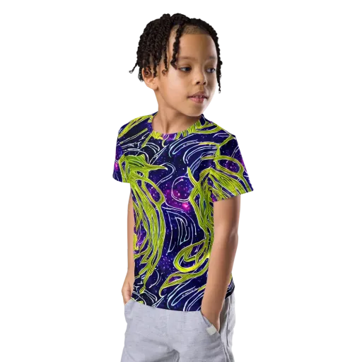 Celestial Scribbles on a Kids Crew Neck T-Shirt