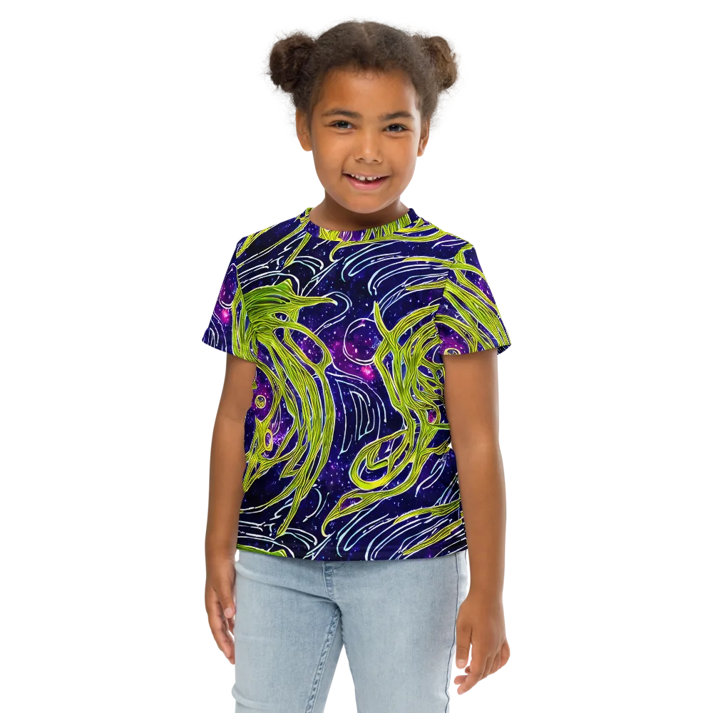 Celestial Scribbles on Kids Crew Neck T-Shirt — Front
