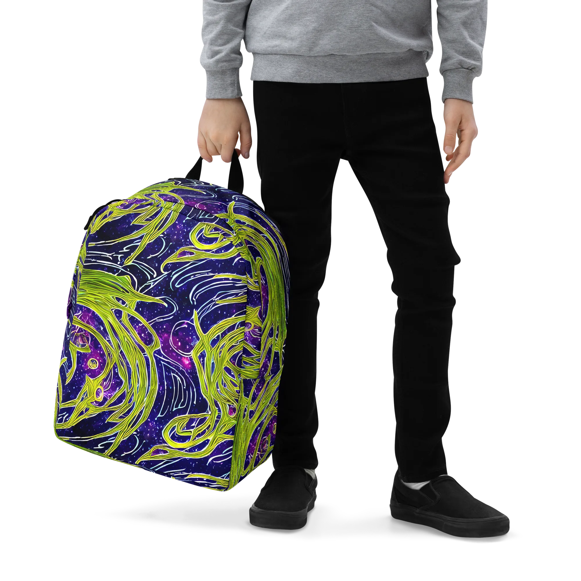 Celestial Scribbles on Minimalist Backpack — Zoomed-in