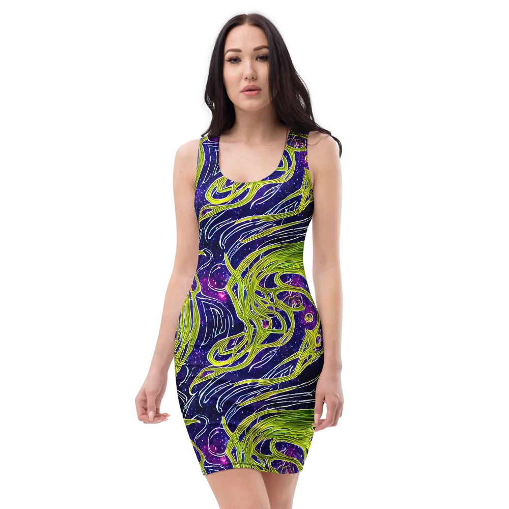 Celestial Scribbles on Bodycon Dress — Front