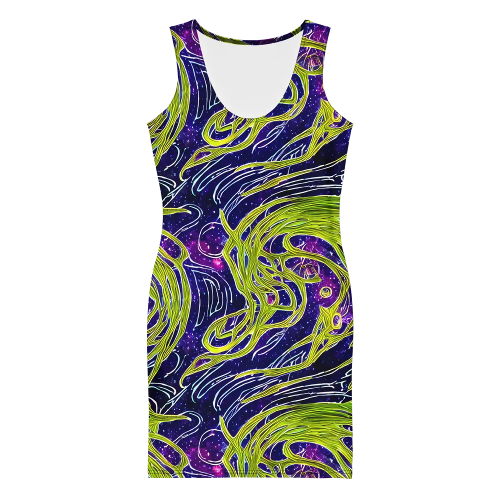 Celestial Scribbles on Bodycon Dress — Front