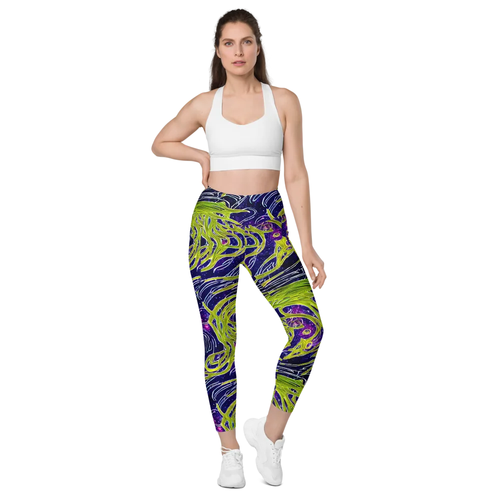 Celestial Scribbles on Leggings with Pockets — Front