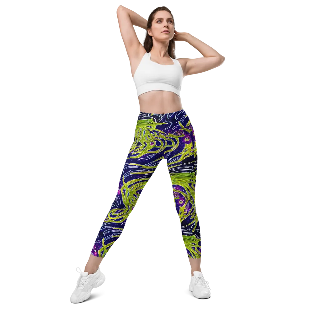 Celestial Scribbles on Leggings with Pockets — Front