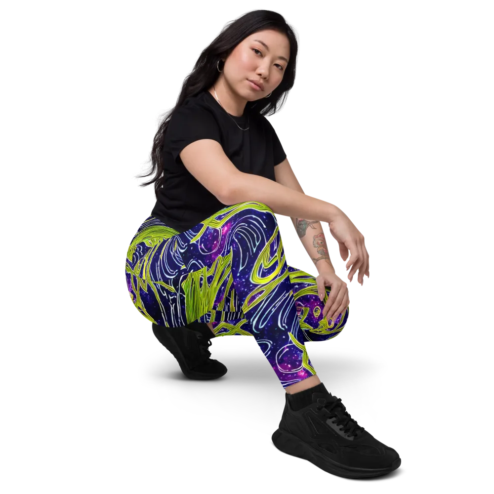 Celestial Scribbles on Leggings with Pockets — Right Front
