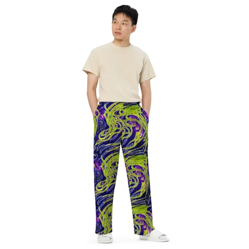 Celestial Scribbles Wide-Leg Pants on model