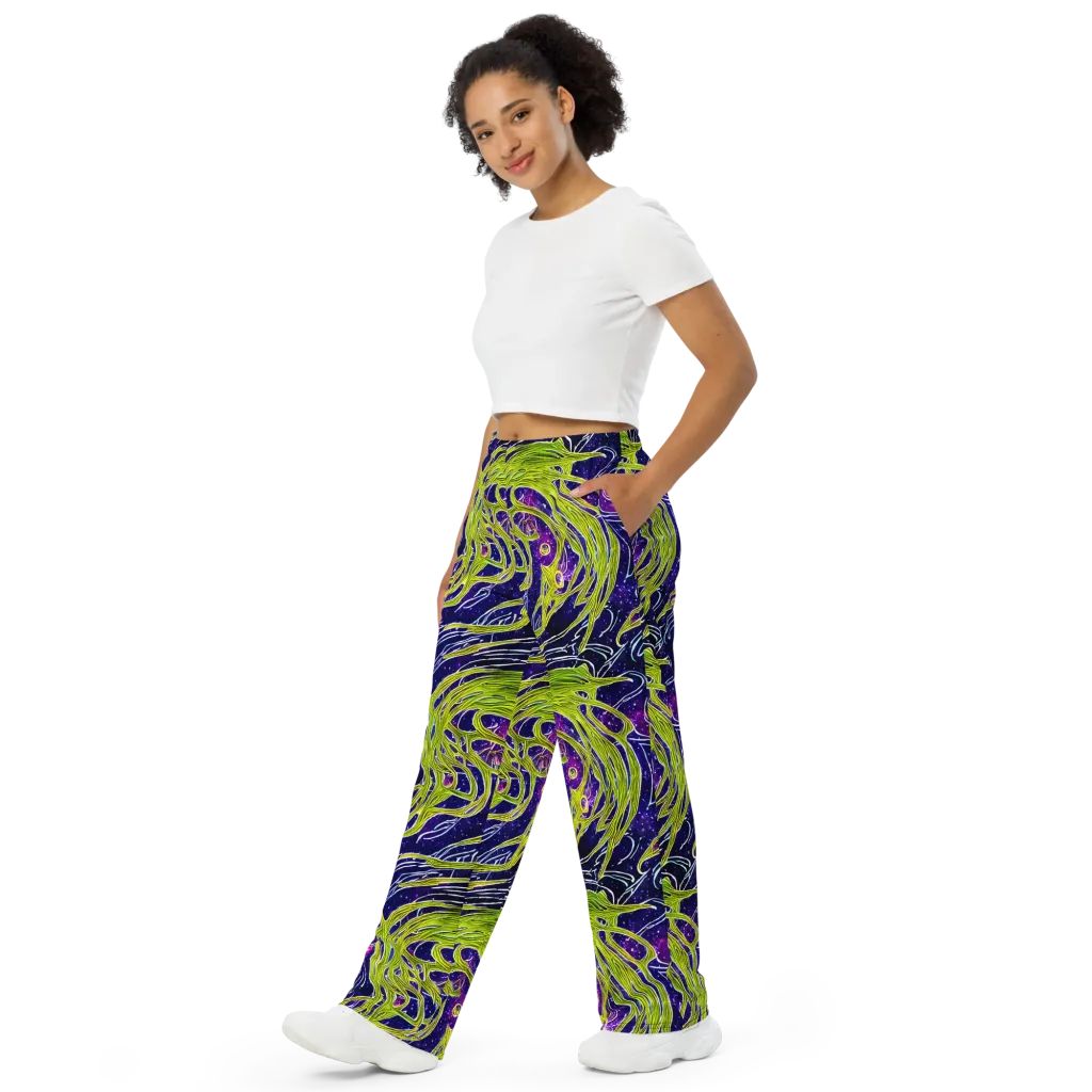 Celestial Scribbles on Wide-Leg Pants — Left Front