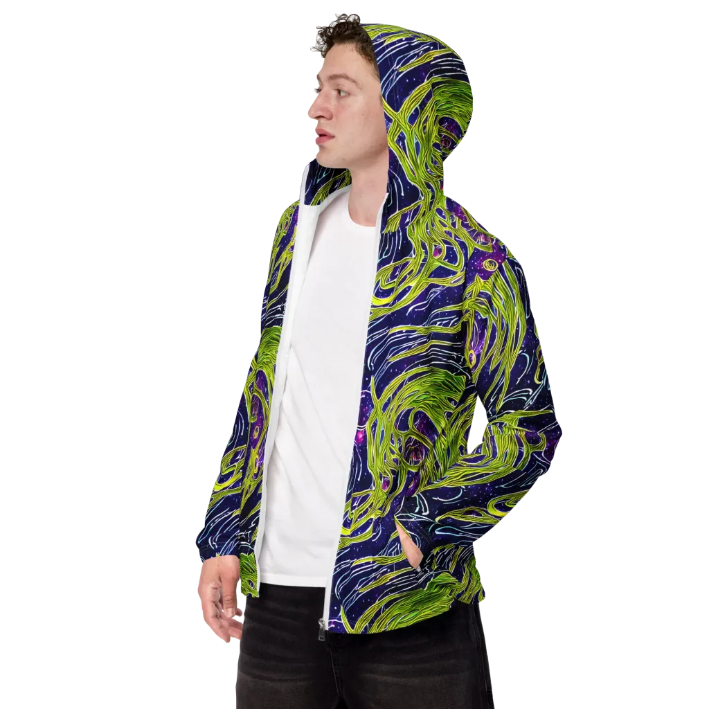 Celestial Scribbles on Men's Windbreaker — Left Front