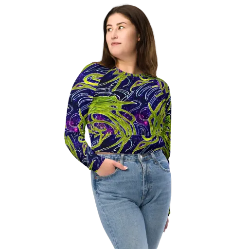 Celestial Scribbles on a Long Sleeve Crop Top
