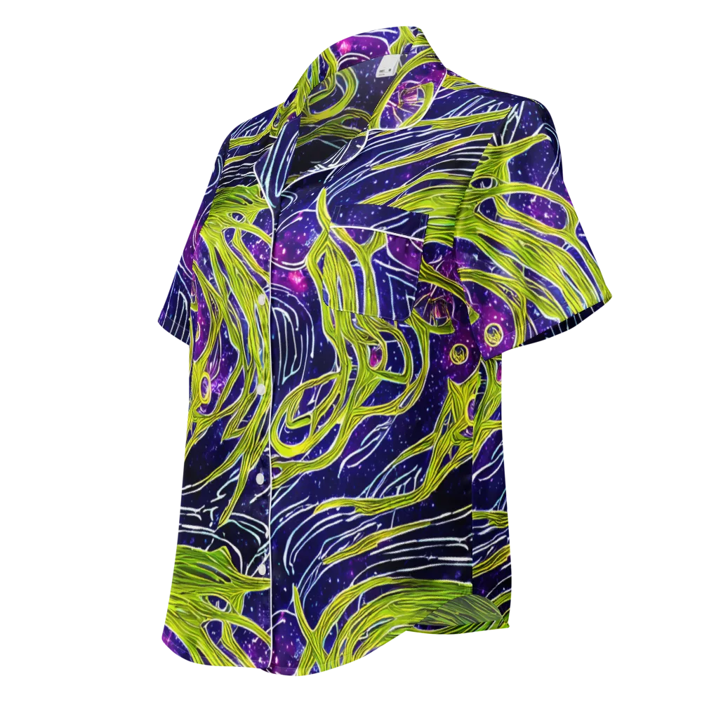Celestial Scribbles on Women's Short Sleeve Pajama Top — Left Front