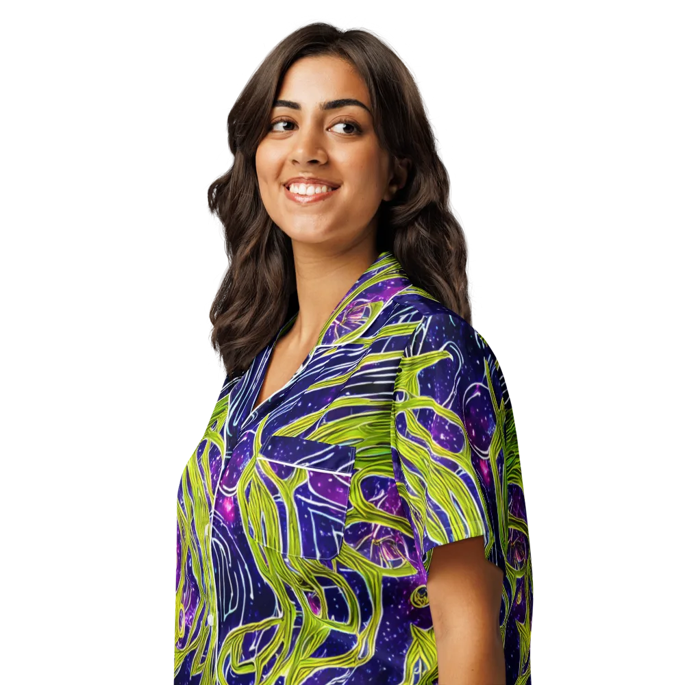 Celestial Scribbles on Women's Short Sleeve Pajama Top — Left Front