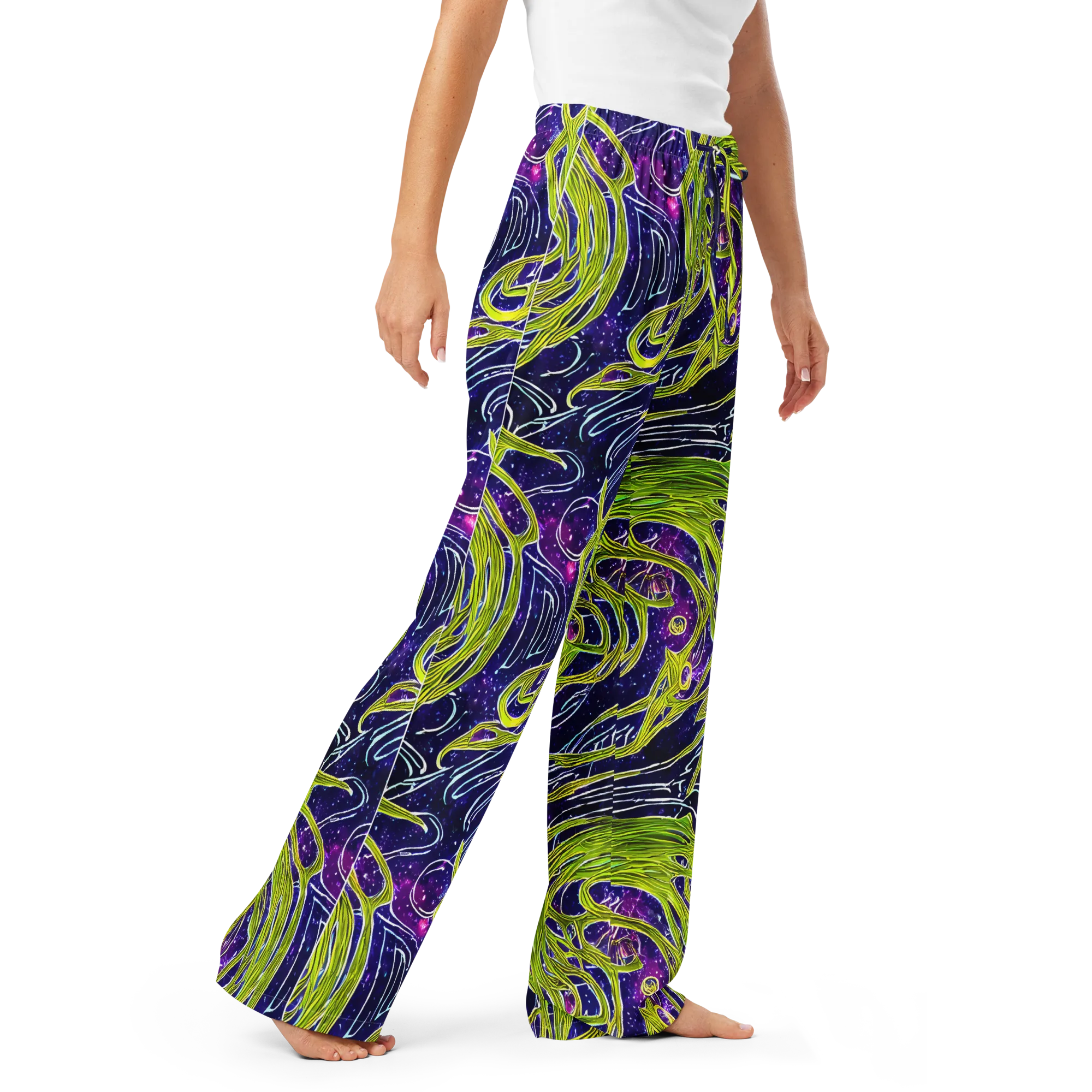 Celestial Scribbles on Women's Pajama Pants — Right Front
