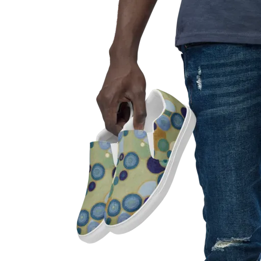 Celestial Pebble on a Men's Slip-On Canvas Shoes