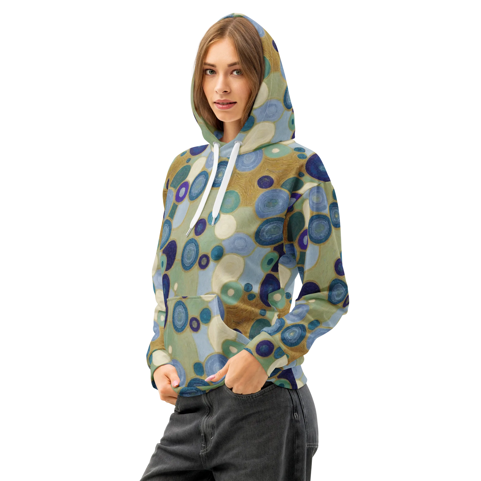 Celestial Pebble on Cotton Hoodie — Left Front