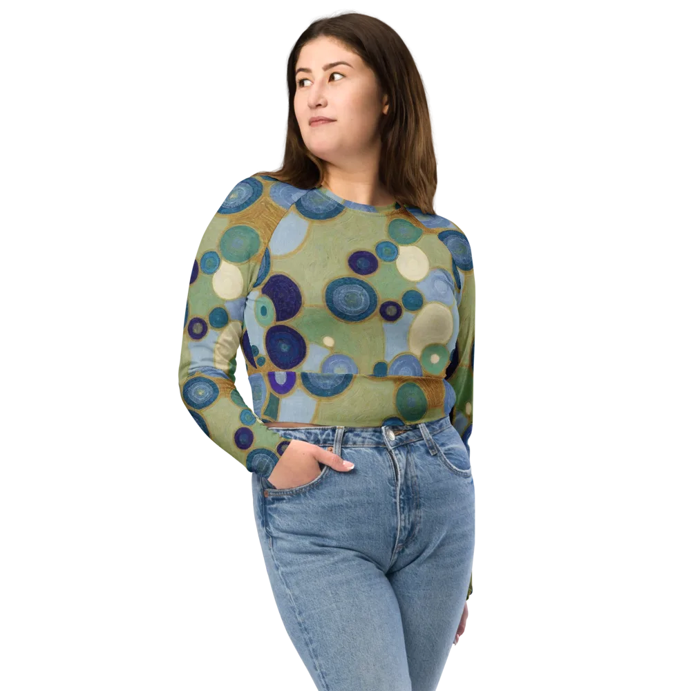 Celestial Pebble on Long Sleeve Crop Top — Front