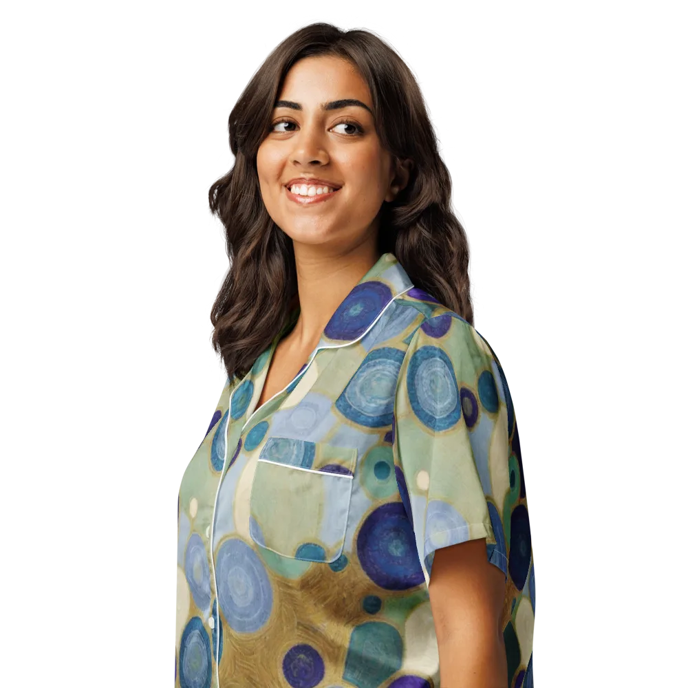 Celestial Pebble on Women's Short Sleeve Pajama Top — Left Front