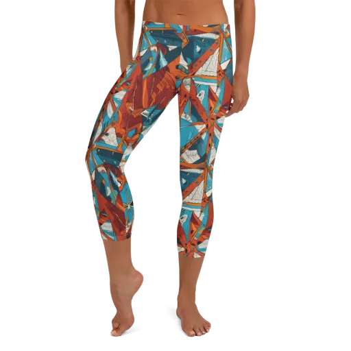 Coral Compass on a Capri Leggings