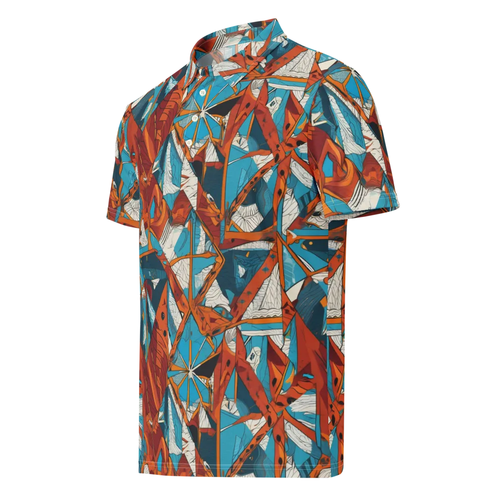 Coral Compass on Men's Slim Fit Polo Shirt — Left Front